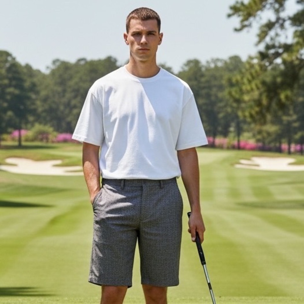 Travis Mathew Men's Flat Front Performance Golf Shorts Black Gray Size 38‎